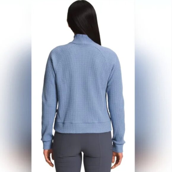 The North Face Women’s Chabot Mock Neck Sweater sky blue Color Size L Waffle - Picture 3 of 10
